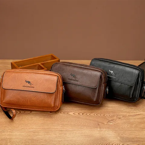 Herren Retro PU Leder Umhängetasche Mode Litschi Struktur Kleine Quadratische Kuriertasche Multifunktionale Clutch Mit Verstellbarem Riemen Für Den Täglichen Gebrauch