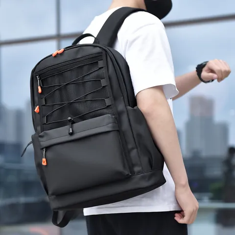 Mochila de Moda de Color de Contraste Gran Capacidad para Estudiantes Impermeable PU Bolsa de Computadora Viaje Hombre Mujer