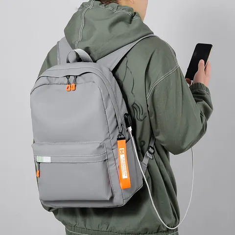 Large Capacity Casual Backpack For Men Women Students Solid Color Travel Outdoor School Bag With USB Charging Port Backpack