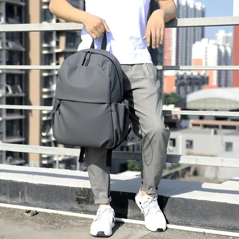 Minimalist Unisex Casual Backpack Large Capacity Polyester Waterproof School Bag For Laptop Travel Outdoor Daypack Grey Black Blue
