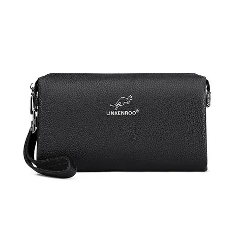 Herren Business Clutch Mit Zahlenschloss Kieselmaserung Kunstleder Große Kapazität Anti-Diebstahl Handtasche Handgelenktasche