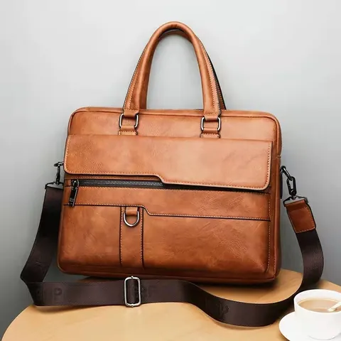 Herren Business Aktentasche PU Leder Handtasche Umhängetasche Große Kapazität Laptop Schultertasche Für Arbeit Büro Reise