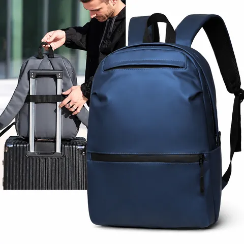 Hombres Mujeres Impermeable Business Casual Mochila Minimalista Viaje Portátil Escuela Mochila Gran Capacidad Color Sólido Película PU