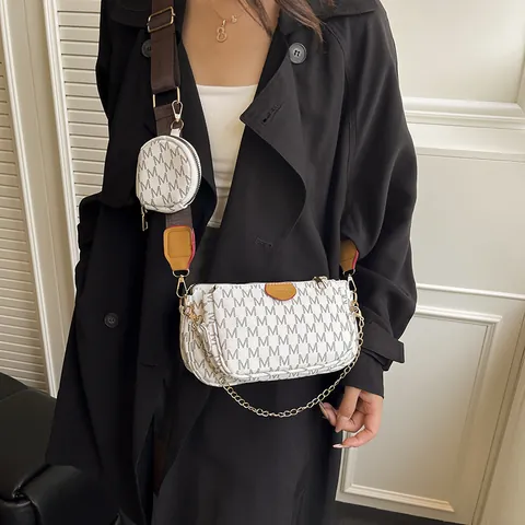 Borsa A Tracolla Vintage Monogramma Tre-In-Uno Da Donna Con Portamonete Rotondo Multi Pochette Borsa A Spalla Catena Cinghia