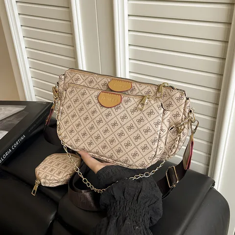 Borsa A Tracolla Vintage Monogramma Tre-In-Uno Da Donna Con Portamonete Rotondo Multi Pochette Borsa A Spalla Catena Cinghia