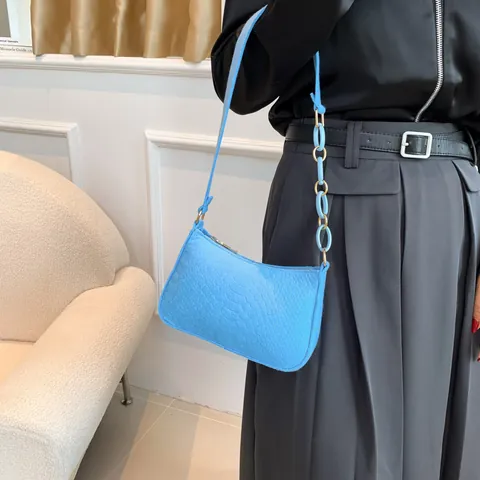 Women Minimalist Felt Baguette Underarm Bag With Acrylic Chain Strap Small Square Shoulder Bag For Casual Daily Commuting Handbag