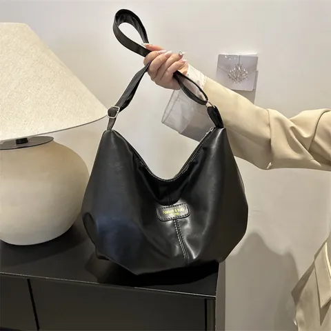 Bolso de Hombro de Cuero PU Minimalista para Mujer Color Sólido Gran Capacidad Bolso Tote Hobo Moda Casual Bandoulière Bolso de Mano