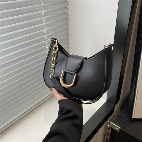 Γυναικεία Vintage Τσάντα Hobo από Δέρμα PU Τσάντα Ώμου Μισοφέγγαρο Μίνιμαλ Τσάντα Μασχάλης Με Μεταλλική Πόρπη για Μετακίνηση