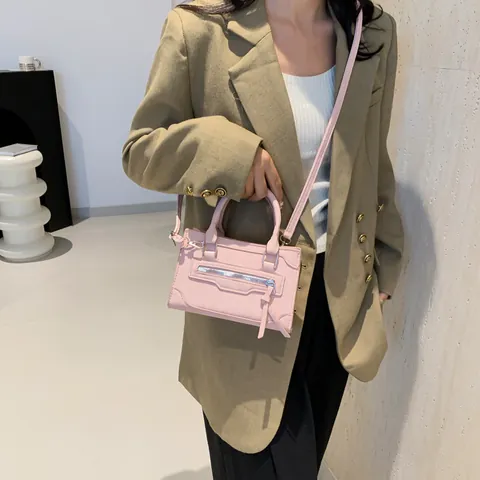 Sac à Main Carré en Cuir PU pour Femmes Mode Y2K Sweet Cool Sac à Bandoulière Avec Fermeture Éclair à Gland Sac à Épaule Tendance Urbaine Tote Quotidien