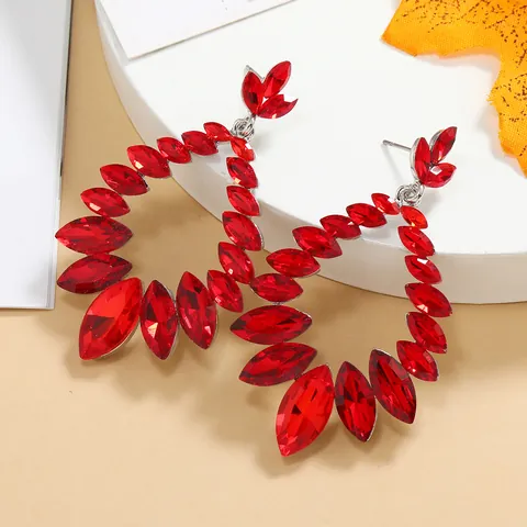 Boucles d'Oreilles Goutte d'Eau Surdimensionnées en Alliage avec Strass pour Femmes Élégantes Boucles d'Oreilles Géométriques à Gland en Cristal Bijoux de Banquet