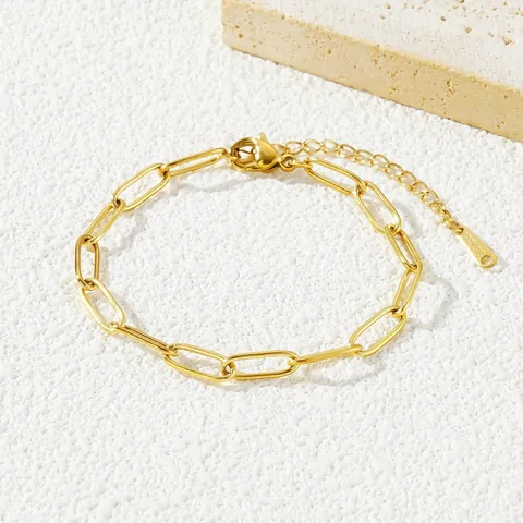 Ensemble Collier Et Bracelet En Acier Inoxydable Plaqué Or 18K Chaîne Trombone Pour Femmes Hommes Hip Hop Bijoux Géométriques