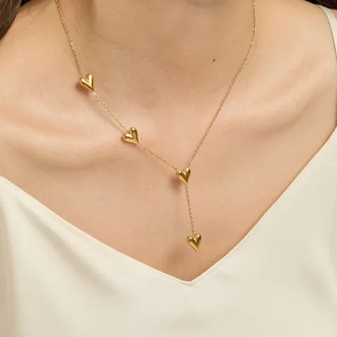 Minimalist Stainless Steel Heart Pendant Y-Shaped Tassel Necklace For Women Elegant Clavicle Chain Jewelry Gift