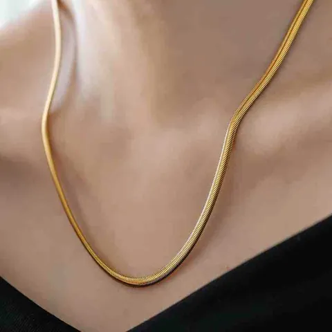 Collier Minimaliste en Acier Inoxydable Chaîne d'Os de Serpent Plaqué Or 18K Chaîne de Clavicule Réglable pour Femme Bijoux