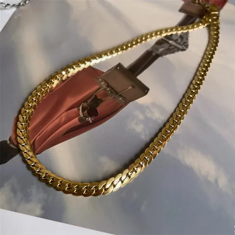 High Polished Stainless Steel Cuban Link Chain Necklace Gold Silver Plated Hiphop Minimalist Chunky Clavicle Chain Jewelry For Women