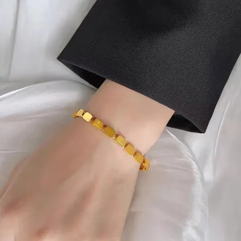 Vintage Titanium Steel Snake Bone Chain Bracelet With LOVE Letter Square Blocks Electroplated Gold Silver Jewelry For Women