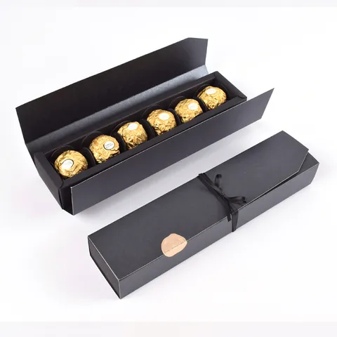 Rectangular Pearlescent Paper Chocolate Gift Box With Ribbon And Gold Seal For Valentine Day Wedding Party Candy Packaging