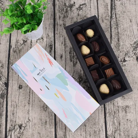 Caja de Regalo de Chocolate Rectangular de Arte Abstracto Tipo Cajón Embalaje de Papel para San Valentín Cumpleaños Boda