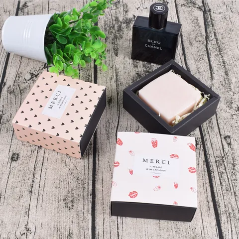 Korean Marble Texture Strawberry Heart Pattern Square Paper Gift Box For Soap Chocolate Tea Packaging Jewelry Display Box