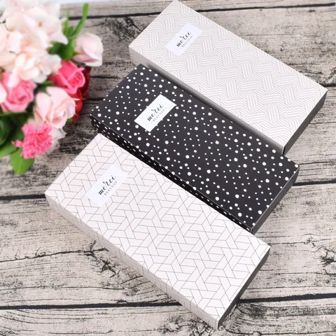 Drawer Gift Box Cardboard Chocolate Tea Packaging Case Geometric Wave Snowflake Pattern French Merci Party Wedding Candy Box