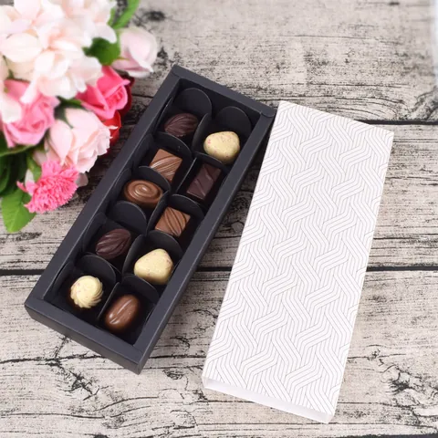 Drawer Gift Box Cardboard Chocolate Tea Packaging Case Geometric Wave Snowflake Pattern French Merci Party Wedding Candy Box