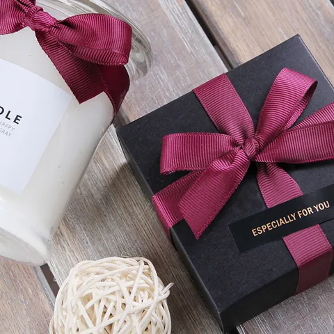 Polyester Grosgrain Ribbon Ribbed Packaging Tape For Gift Box Wrapping DIY Crafts Clothing Decoration Wine Red