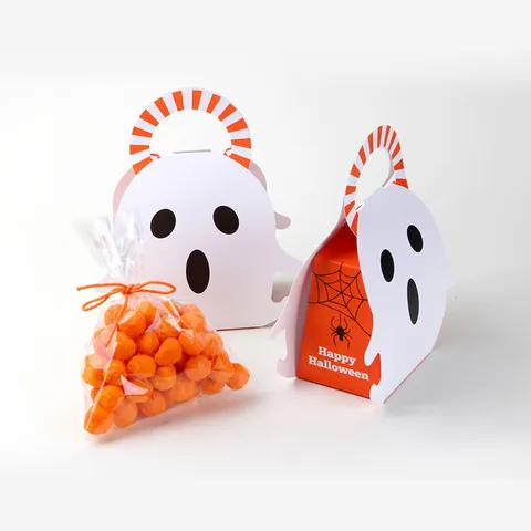 Boîtes À Bonbons D'Halloween En Carton Citrouille Fantôme Sacs À Cadeaux Avec Poignées Pour Fête Un Bonbon Ou Un Sort