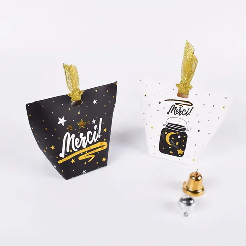 Koreanischer Stil Goldprägung Papier Geschenkbox Mit Band Für Hochzeit Weihnachten Party Süßigkeiten Kekse Verpackung Merci Muster