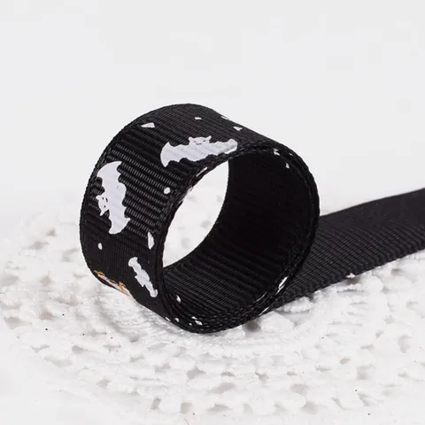 Halloween Grosgrain Ribbon Polyester Printed Bat Ghost Pumpkin Skull Patterns For Gift Wrapping DIY Craft Party Decor