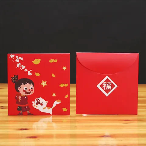 Sobres Rojos de Año Nuevo Chino Personajes de Dibujos Animados Fu Bolsillos de Dinero para el Festival de Primavera Boda