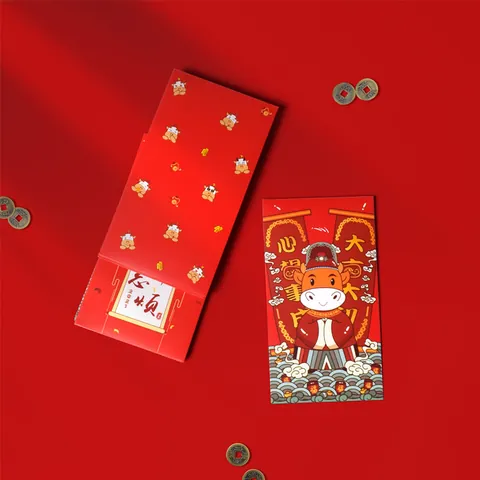 Enveloppes Rouges Nouvel An Chinois Motifs Chat Chance Vache Zodiaque Traditionnels Paquets Rouges Enveloppes Cadeaux Festives En Papier Pour Fête Printemps Mariage Anniversaire