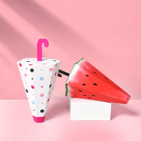 Kreative Regenschirmform Papier Geschenkbox Wassermelone Punktmuster Süßigkeiten Verpackung Box Für Party Geburtstag Kinder