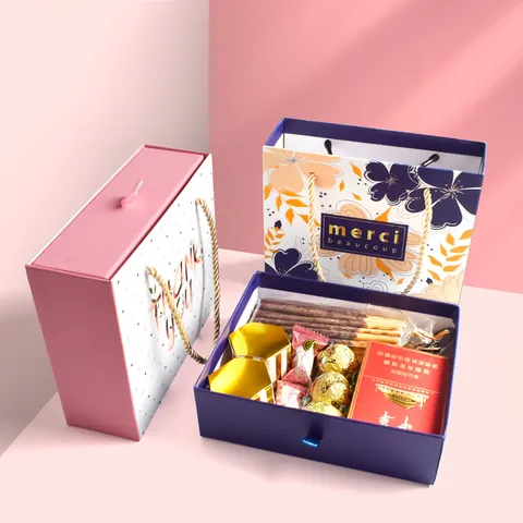 Cajas de Regalo para Caramelos de Boda Portátiles para Invitados de Cartón Con Asa Estampado de Lunares Floral Embalaje