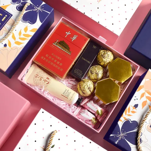 Handheld Paper Gift Box With Handle For Wedding Candy Souvenir Floral Polka Dot Thank You Merci Beaucoup Party Favor Box