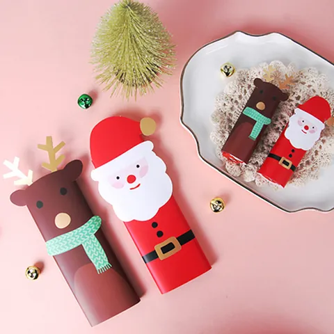 Christmas Gift Wrapping Cards Set Santa Claus Reindeer Shape Cartoon Paper Gift Tags With Stickers For Holiday Candy Packaging