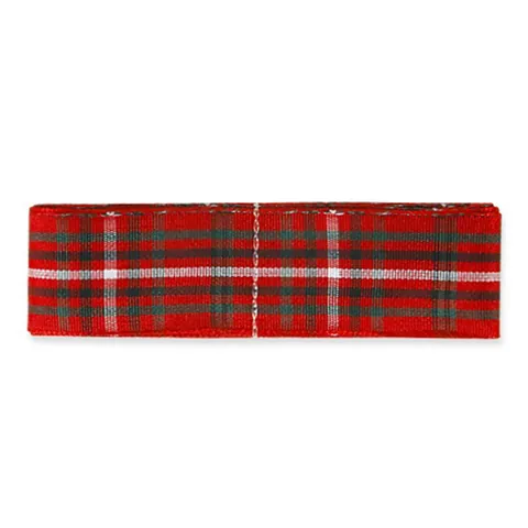 Ruban Écossais de Noël Sangle en Polyester Pour Emballage Cadeau Décoration de Fête Motif Tartan Accents de Fil d'Or Ruban Festif
