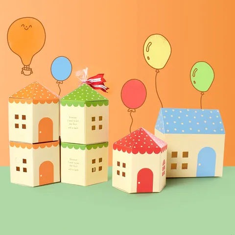 Cartoon Märchen Schloss Haus Form Papier Geschenkbox Für Kinder Geburtstag Party Mitgebsel Süßigkeiten Kekse Faltschachtel Verpackung