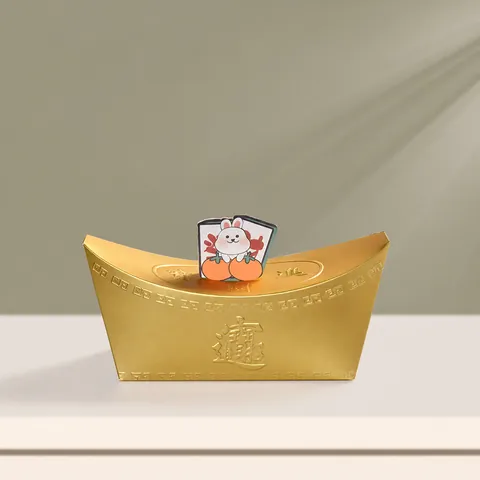Chinese New Year Gold Ingot Shape Candy Gift Box Folding Paper Festive Party Favor Box For Cookies Chocolates Gifts