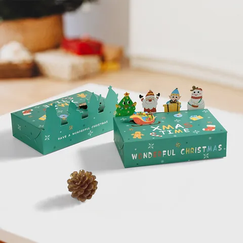 Christmas Gift Boxes 3D Pop Up Cartoon Santa Snowman Reindeer Foldable Paper Candy Boxes For Holiday Party Wrapping