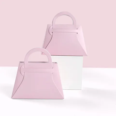 Minimalistische Europäische Rosa Papp-Hochzeits-Süßigkeitstasche In Handtaschenform Party-Geschenkverpackung Für Gäste Souvenir