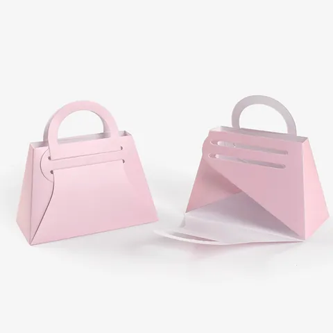 Minimalistische Europäische Rosa Papp-Hochzeits-Süßigkeitstasche In Handtaschenform Party-Geschenkverpackung Für Gäste Souvenir