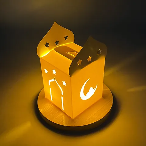 Boîte Cadeau en Papier Blanc Ajouré Étoile Lune Ramadan Aïd Moubarak Emballage pour Bonbons Bougies Décoration de Fête Festival