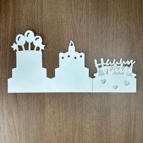 3D Pop Up Greeting Card Laser Cut Hollow Birthday Cake Ramadan Castle Silhouette White Cardstock Atmosphere Party Decor