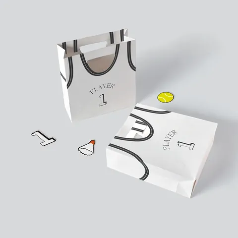 Creative Sports Jersey Shaped Paper Gift Bag White Kraft Paper Sports Vest Design Panda Player One For Party Favor Wrap