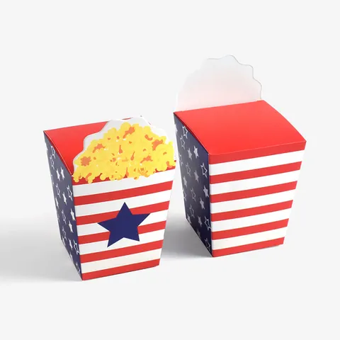 American Flag Style Popcorn Candy Box Patriotic Stars Stripes Red White Blue Party Favor Gift Box For Independence Day