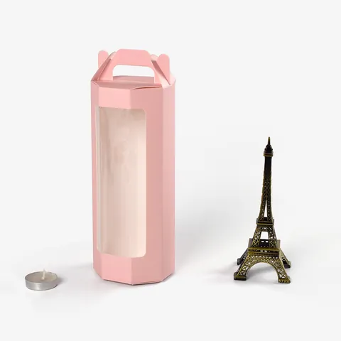 Portable Hexagonal Window Gift Box For Flowers Plush Toy Packaging Cardboard Folding Handle Party Favors Wrapping Box