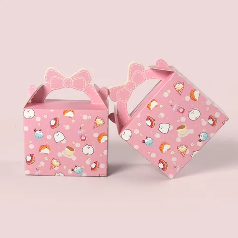 Kreative Rosa Cartoon Katze Papier Süßigkeiten Box Schleifengriff Faltbare Geschenkbox Für Halloween Party Hochzeit Geburtstag Deko