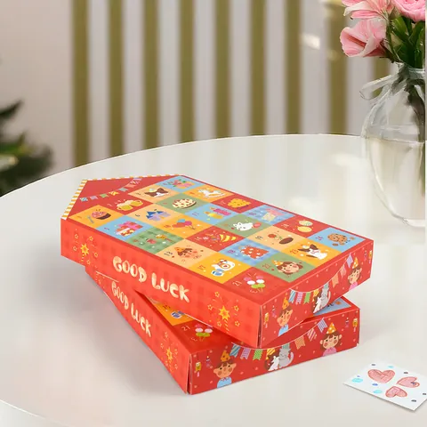 Calendario dell'Avvento di Natale a Forma di Casa Rossa Ventiquattro Griglie Scatola a Sorpresa per Bambini Scatola Regalo Fai da Te
