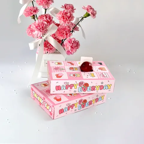 Pink Cartoon 12 Grid Poke Box For Mother's Day Valentine DIY Surprise Empty Gift Box Romantic Paper Blind Packaging Box