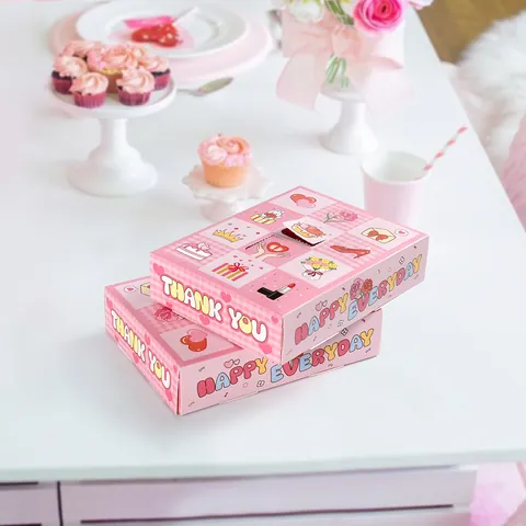 Pink Cartoon 12 Grid Poke Box For Mother's Day Valentine DIY Surprise Empty Gift Box Romantic Paper Blind Packaging Box