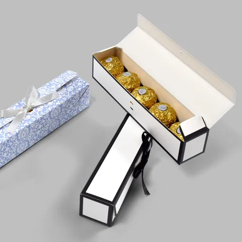 Rechteckige Schokoladen Geschenkbox Mit Satin Schleife Faltbare Pappe Schmuck Verpackungsbox Für Valentinstag Hochzeit Party